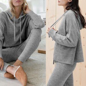 Jenni Kayne Alpaca Fisherman Hoodie Heather Grey Small